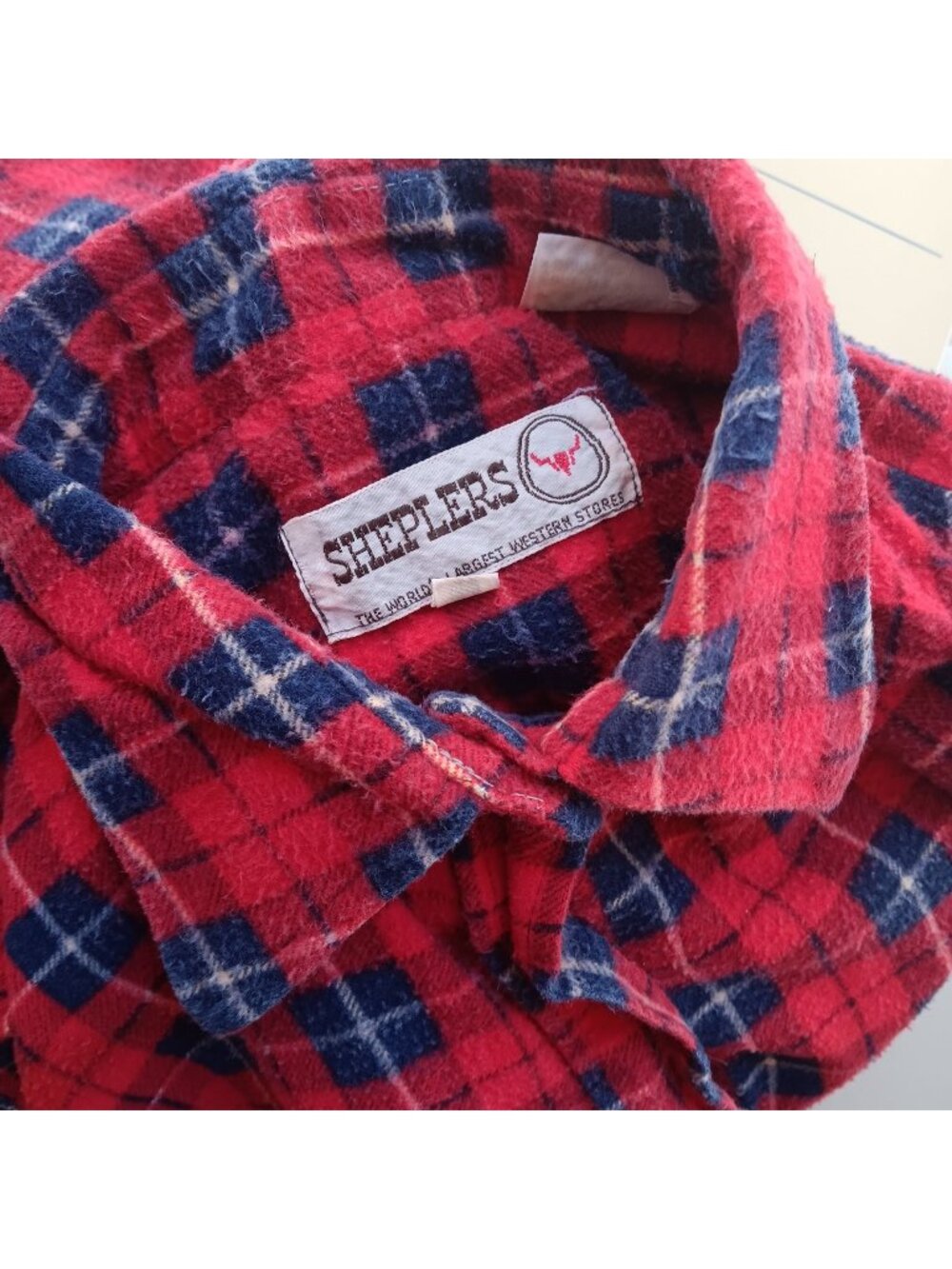 True Vintage Flannel Shirt Small 1980s Rockabilly Red/Blue Checker by Sheplers
